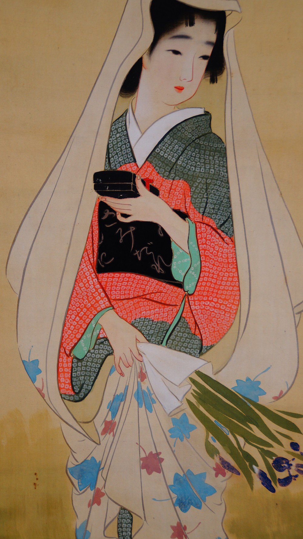 Flowers of Memory Hanging Scroll by Murata Ikkei Kimono Motif Close-Up