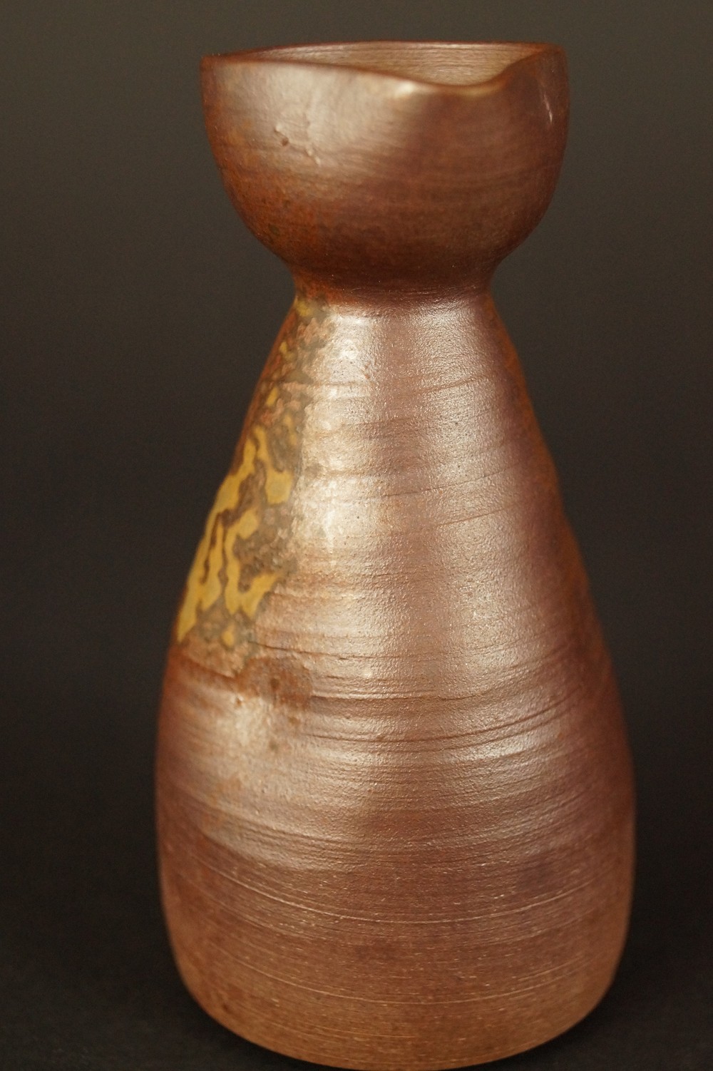 Bizen Sake Bottle with Guinomi Cups Tokkuri Front View