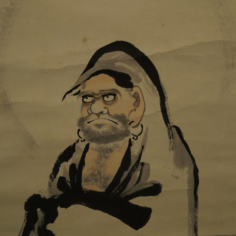 Bodhidharma Rollbild Motiv Nahaufnahme Vorschau