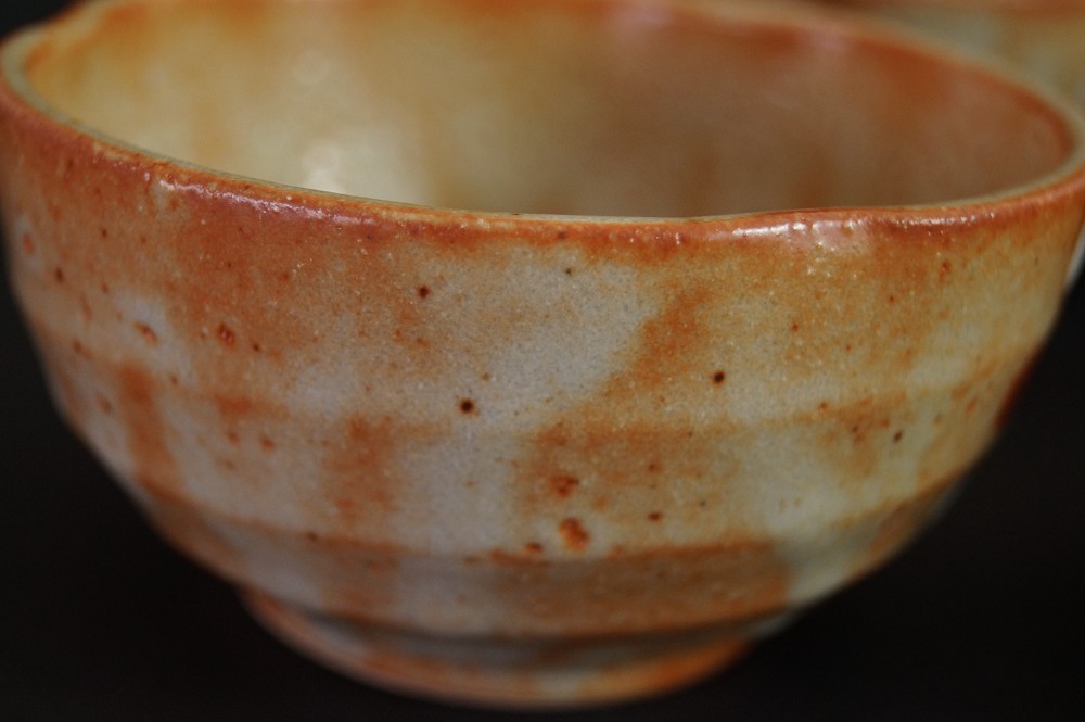 Tea bowl set with plum blossom motif interior view close-up 2