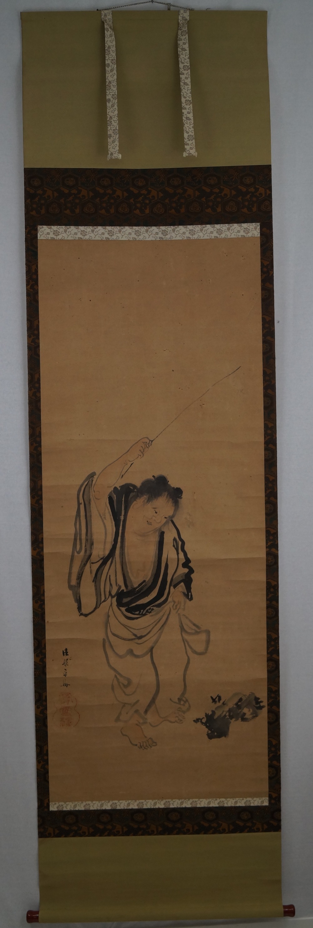 Monk kakemono full view hanging scroll