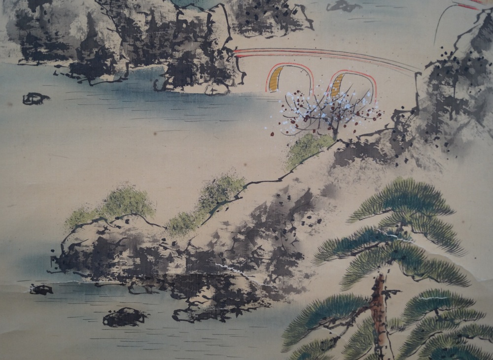 Idyllische Berglandschaft Kakejiku Bruecke-Motiv Nahaufnahme 2