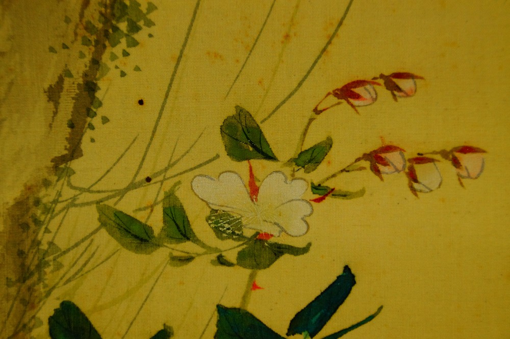 Two trout in water kakemono by Akamatsu Unrei blossom motif close-up 3