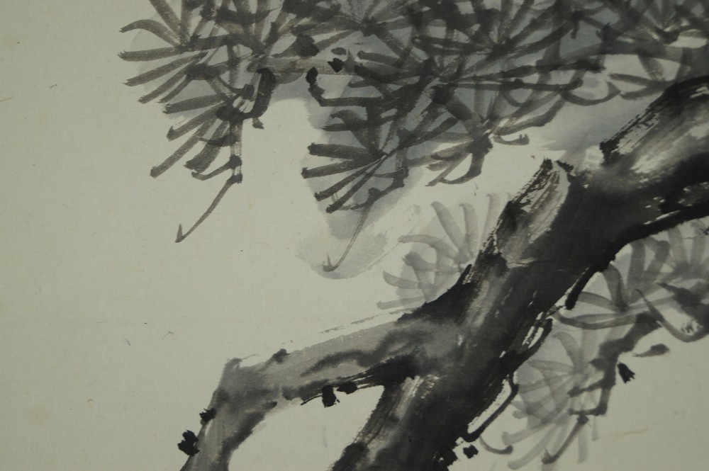 Monk Hanging Scroll Pine Motif Close-Up 2