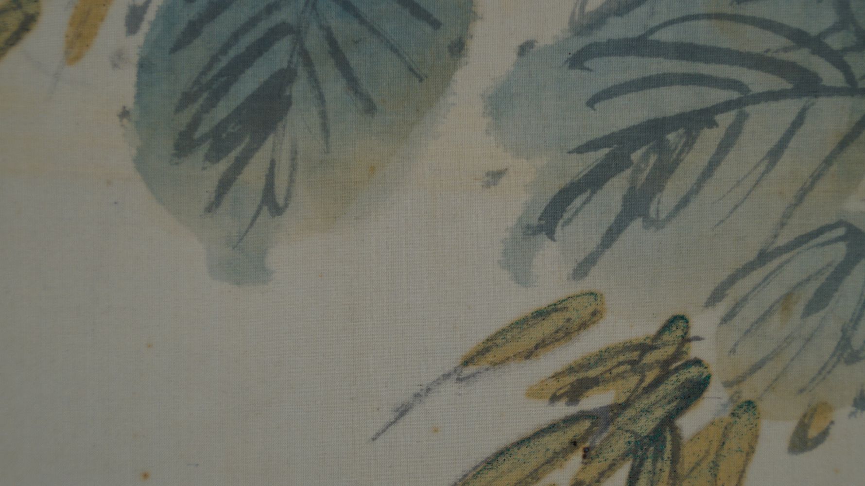 Close-Up of the Bamboo Leaves in the Kakemono Hydrangeas in Early Summer Light