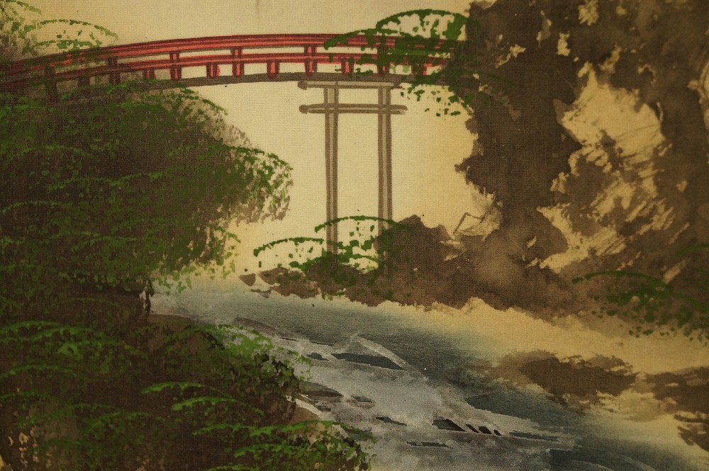 Landschafts Kakemono Bruecken Motiv Nahaufnahme