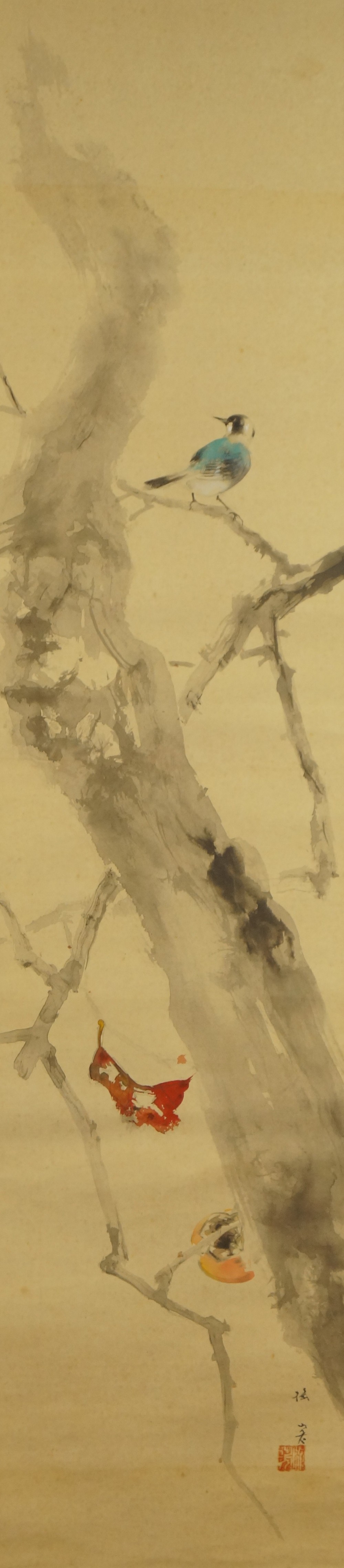 Bird on a Persimmon Tree Full Motif Without Mounting