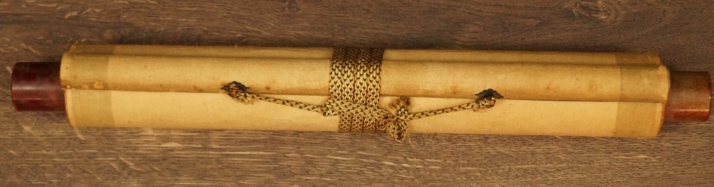 Raccoon dog kakemono rolled up