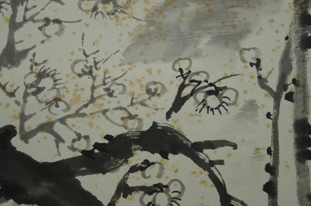 Plum Tree in Moonlight Hanging Scroll Kakejiku Kakemono Motif Close-Up 1