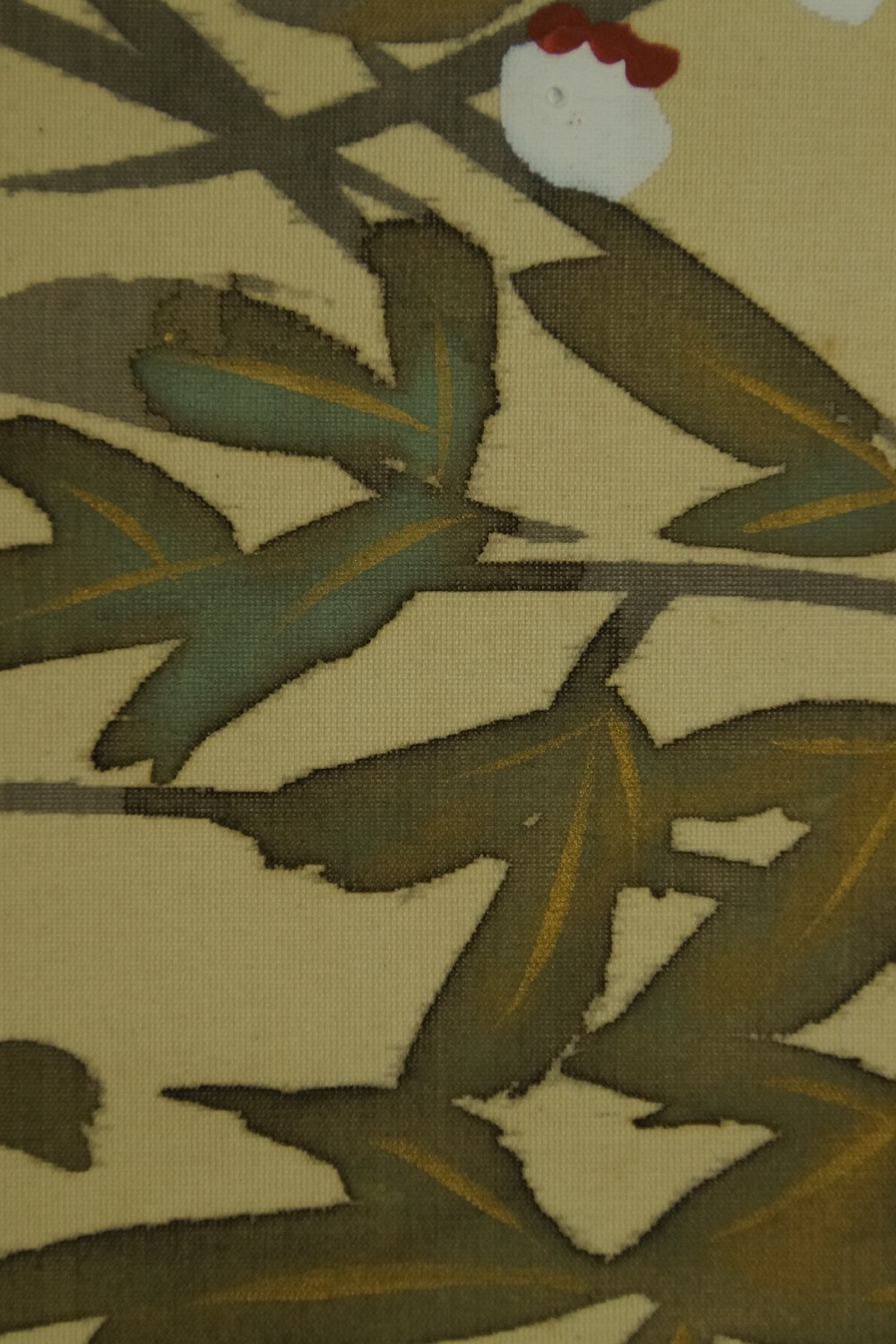 Blossoming plum branch by Sakai Houki bamboo motif close-up