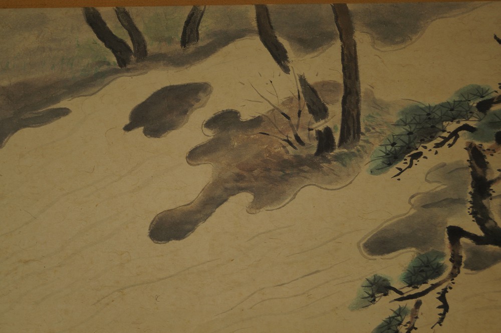 Ein Hase im Schnee - japanisches Rollgemälde (Kakejiku, Kakemono)