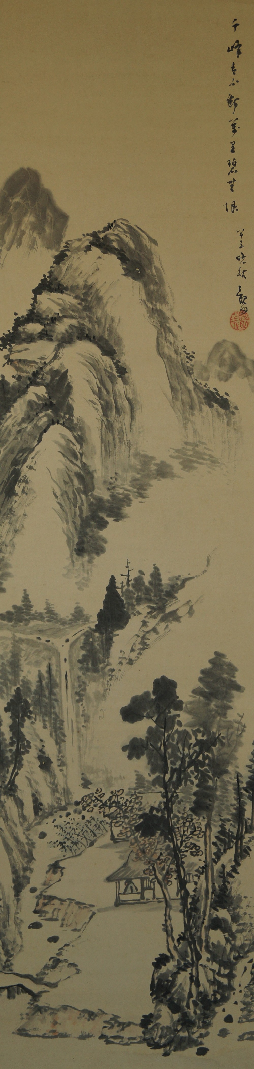Landschaft Rollbild Kakejiku Kakemono Gesamtmotiv ohne Rahmung