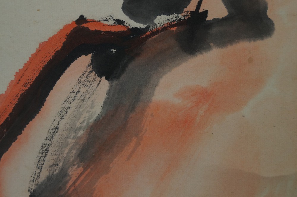 Ink Painting Robe of Bodhidharma Brushwork Close-Up