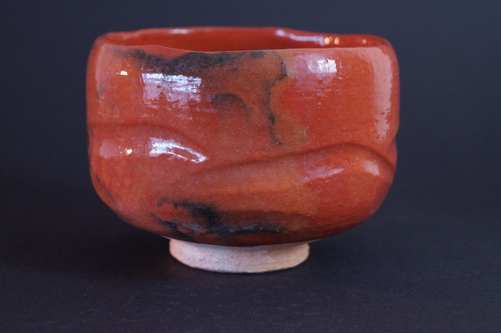 Raku Tea Bowl Chawan by Ryoraku Heian Front View