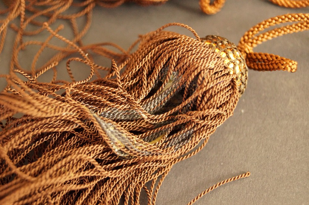 Gold-Colored Bead Cap of the Silk Tassel in Close-Up Tassel Close-Up 2