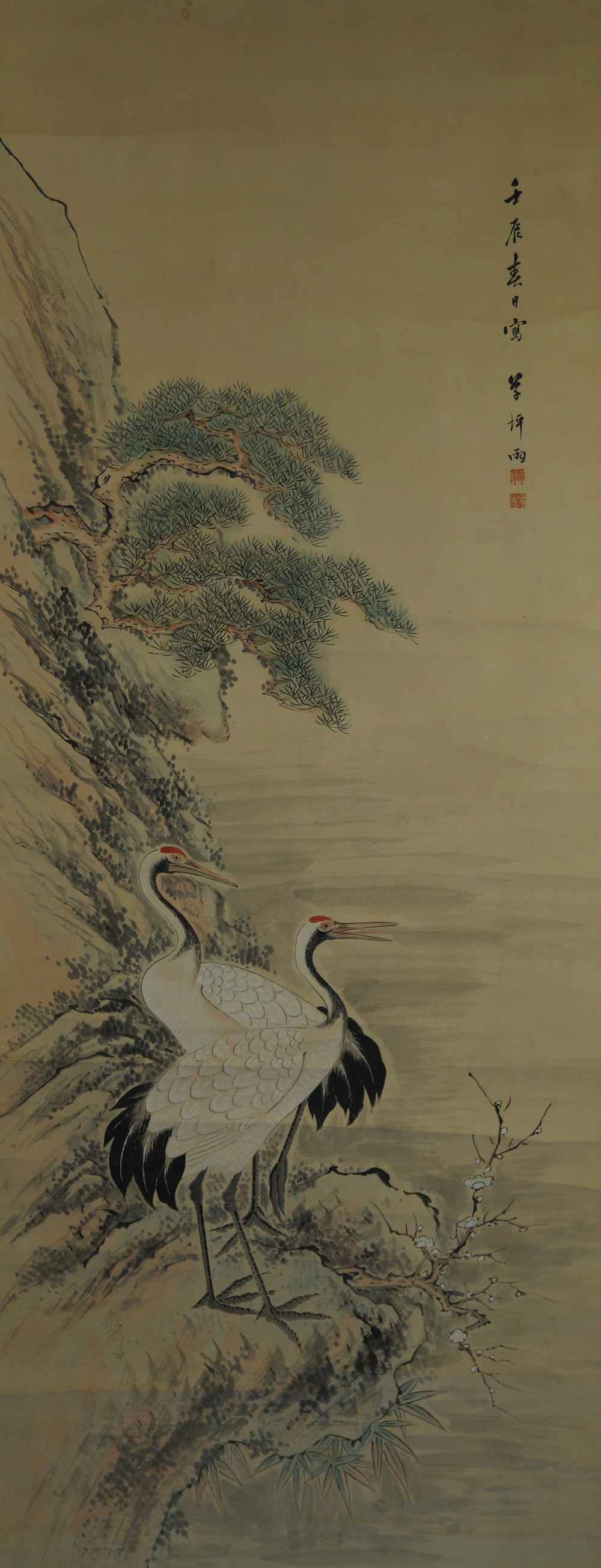 Kakemono Zwei Kraniche Gesamtmotiv ohne Rahmung