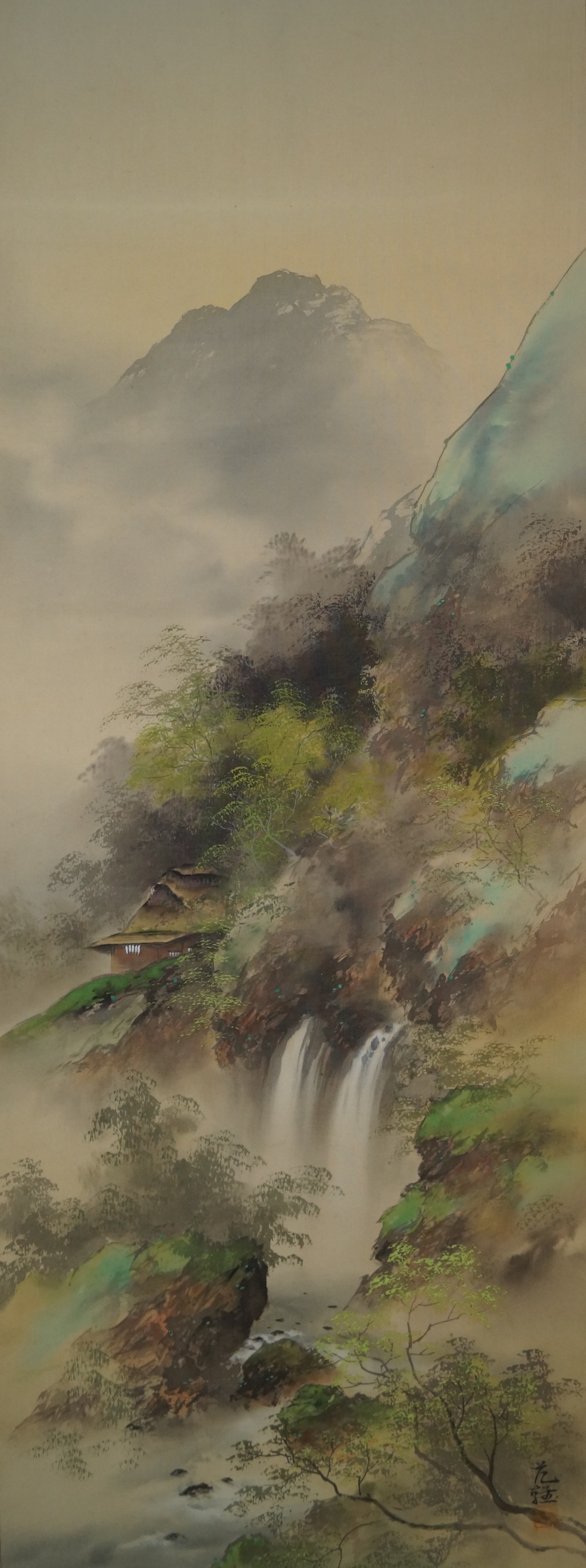 Haus am Wasserfall - Japanisches Rollgemälde (Kakejiku)