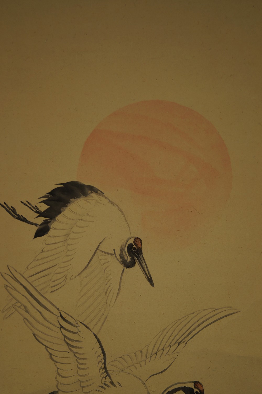 Japanese hanging scroll cranes by Nakajima Raisho motif close-up 1