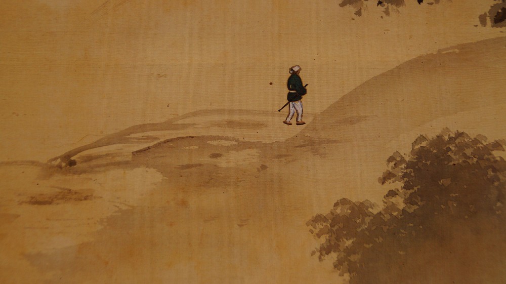 Fernweh im Nebeltal Kakemono von Shimizu Tenmin Wanderer-Motiv Nahaufnahme
