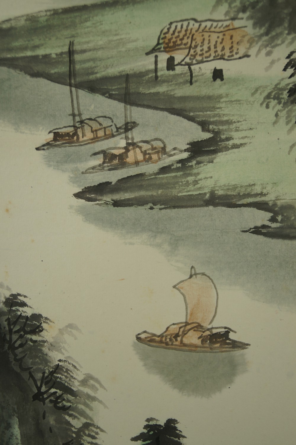 Landschaft Rollbild Boote Motiv Nahaufnahme