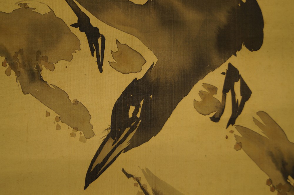 Krähe und Kaki - Japanisches Rollbild (Kakejiku, Kakemono)