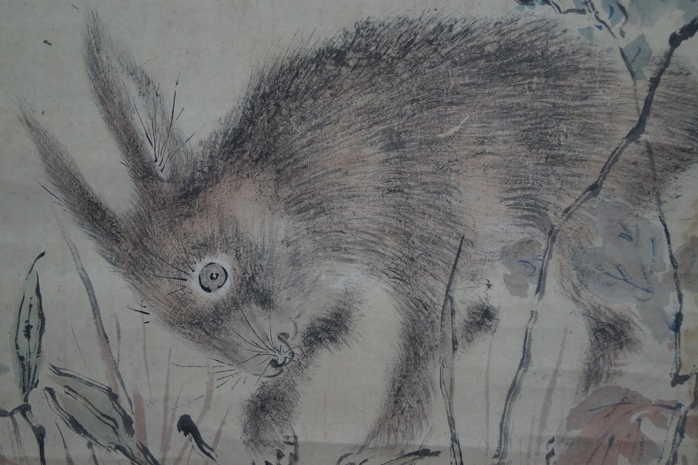 The hare in the grass kakejiku hare motif close-up 3