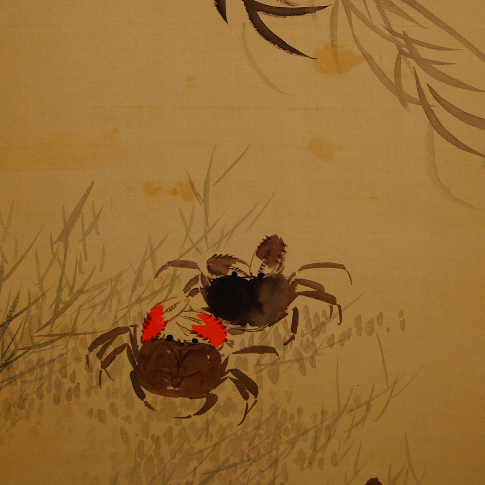 Play of the river crabs hanging scroll by Ekito motif close-up preview