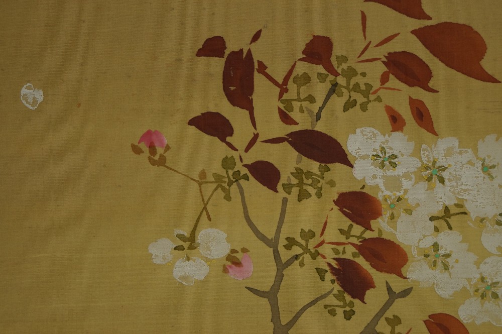 Japanese hanging scroll Sparrow and Sakura sakura motif close-up 2