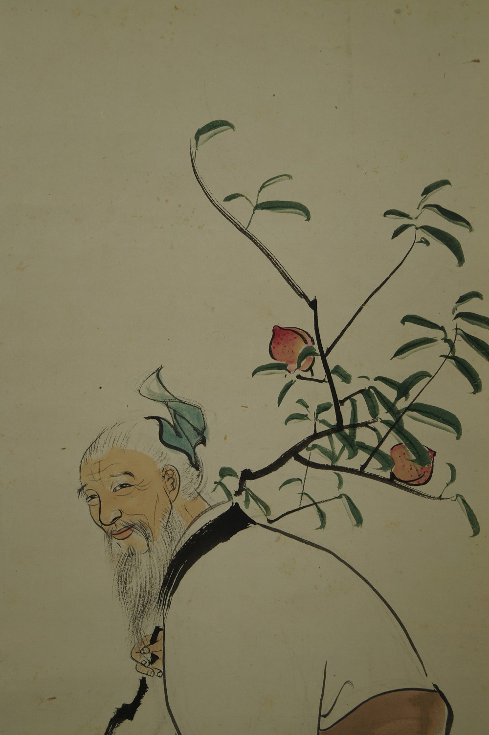 Grandfather and Grandson Hanging Scroll Old Man Motif Close-Up
