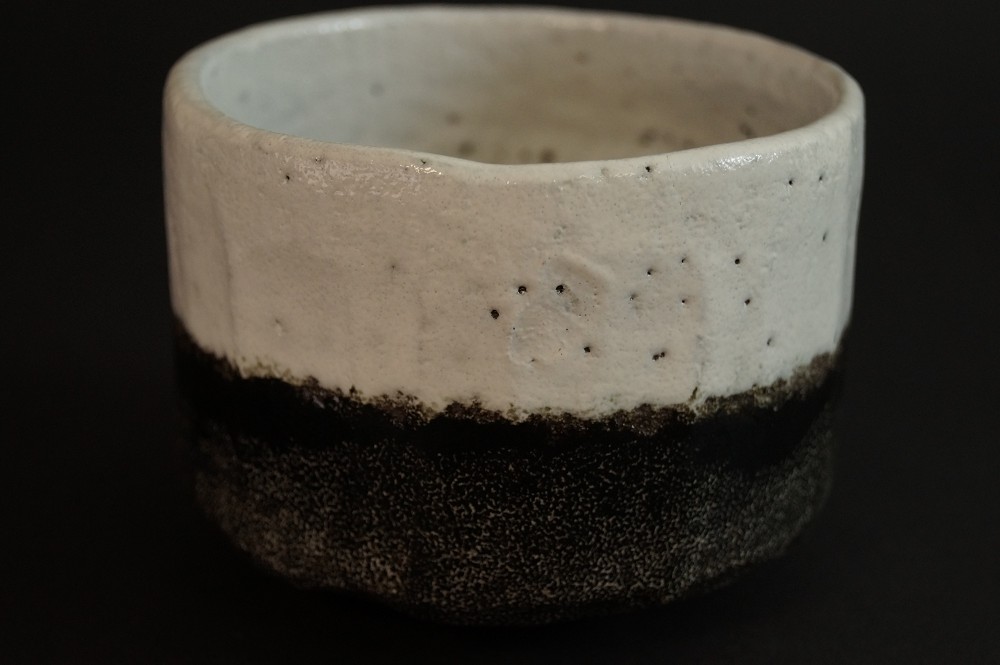 Chawan Fuji-San Motif Raku Ware by Shoraku Sasaki Front View