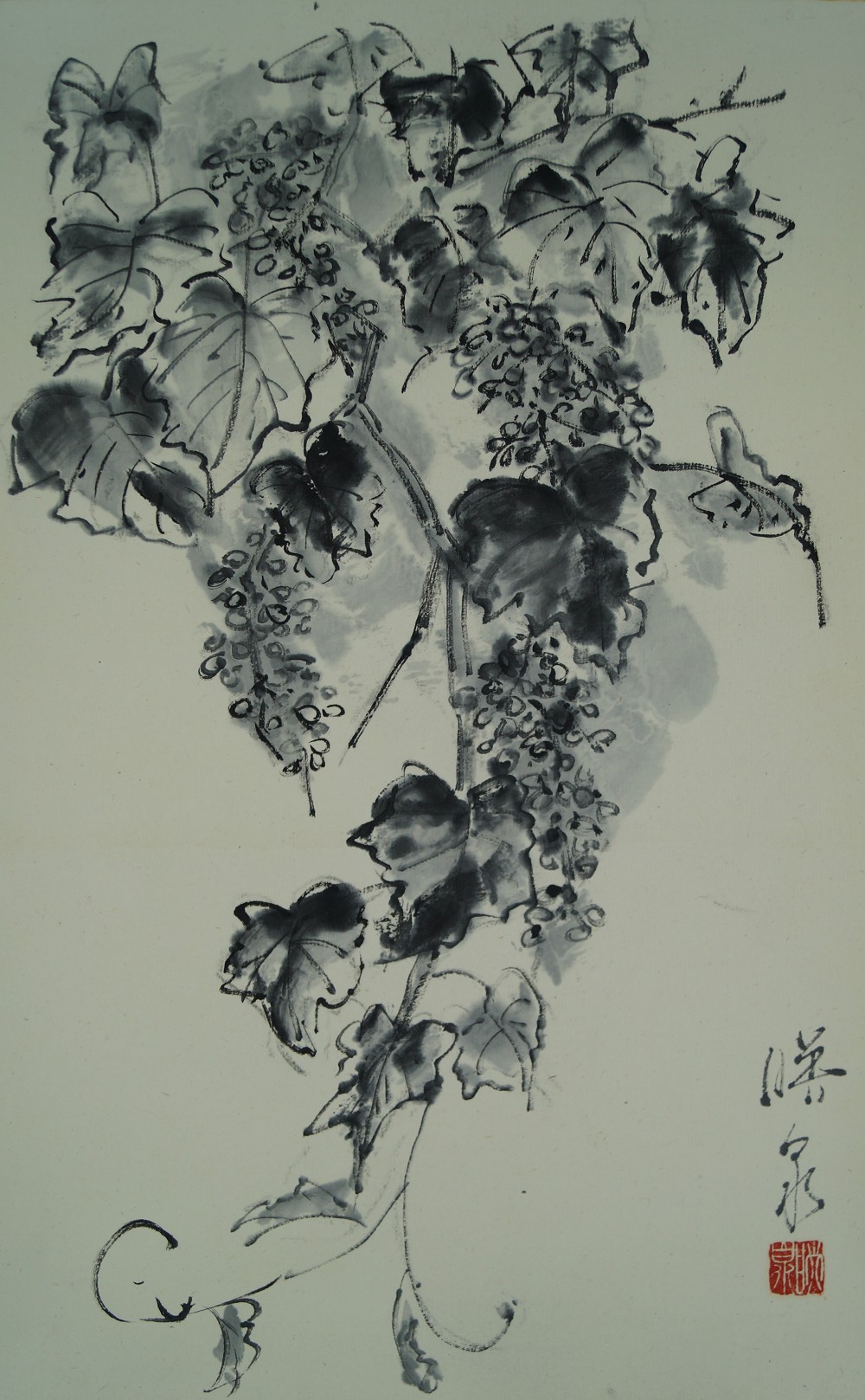 Grapes hanging scroll full motif without mounting