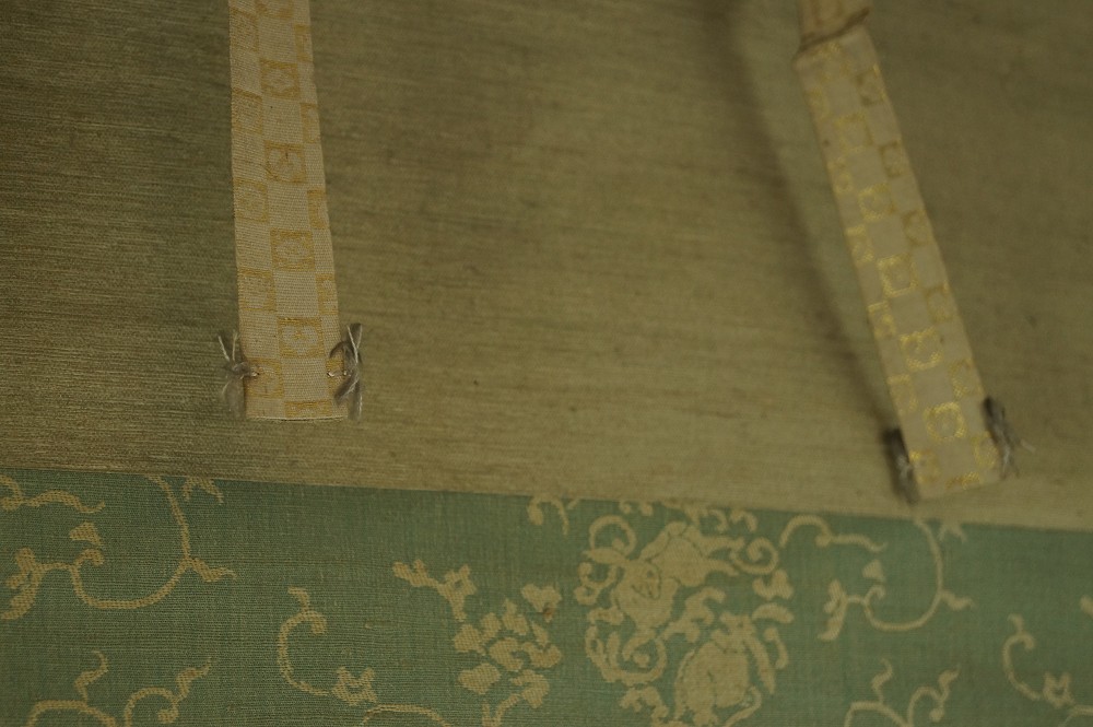 Japanese Hanging Scroll Chrysanthemums Mounting Detail