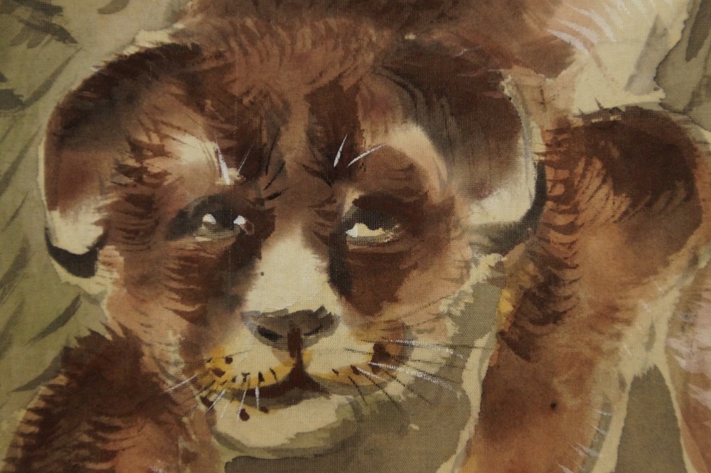 Three Puppies in the Grass by Ryuseki Brushwork Close-Up 2