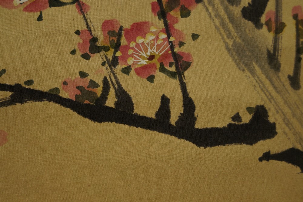 Close-up of a branch with pink blossom cluster branch motif close-up 3