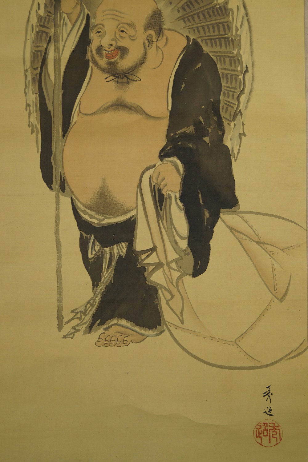 Hotei hanging scroll Hotei motif close-up 2