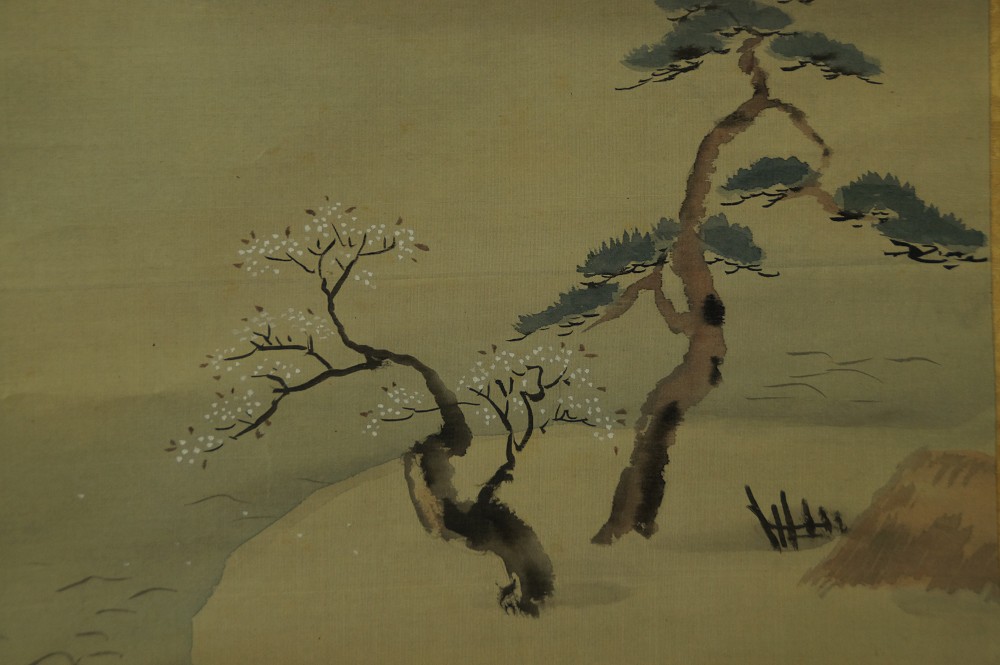 Fruehling und Herbst von Kano Isenin Eishin Fruehling Rollbild Motiv Nahaufnahme