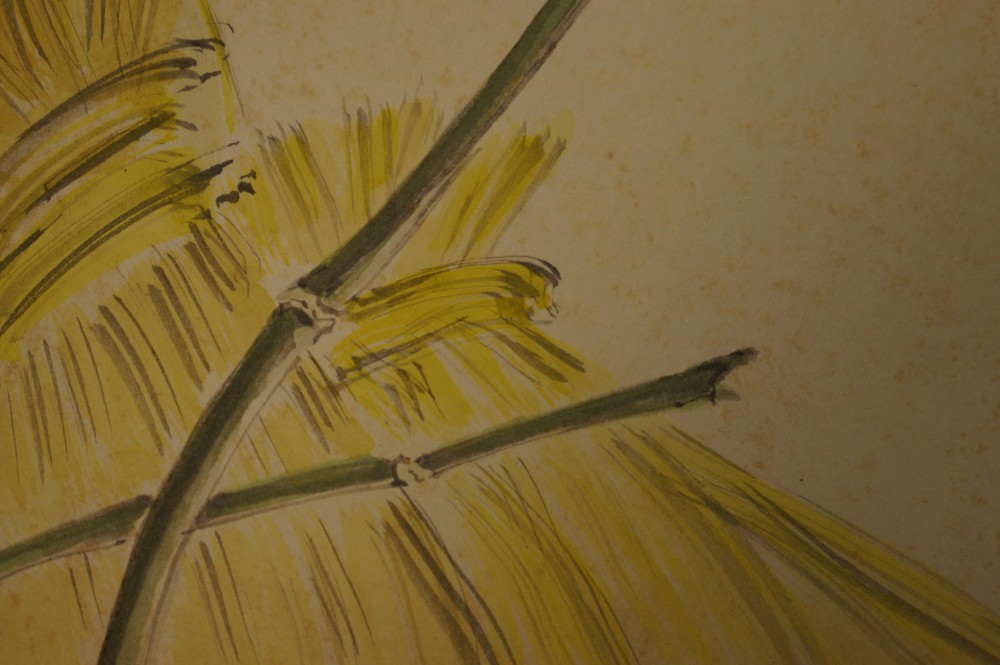 Shikishi Spatz bei der Reisernte Reis-Motiv Nahaufnahme 1