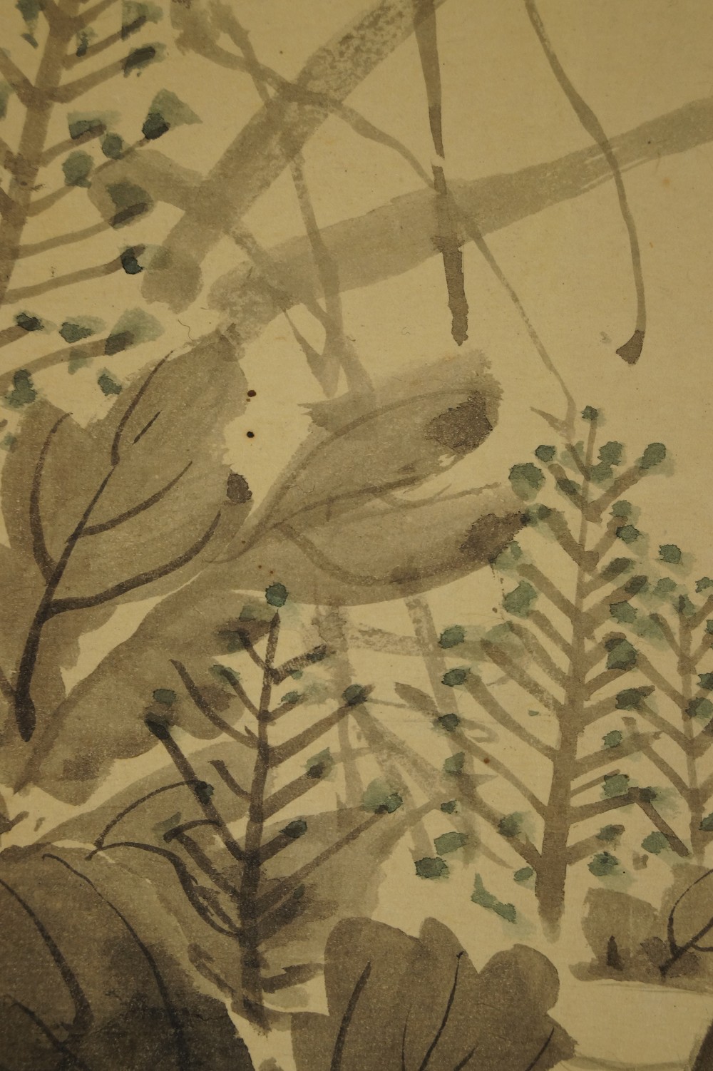 Doves in the Grass Kakemono Landscape Close-Up