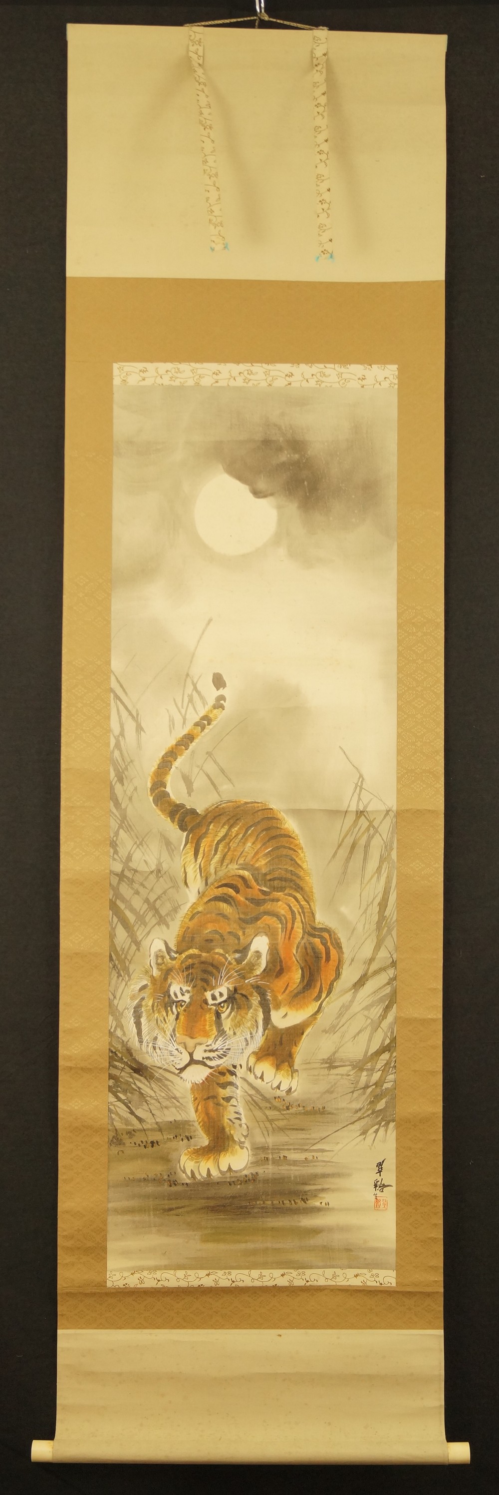 Tiger kakemono full view of hanging scroll