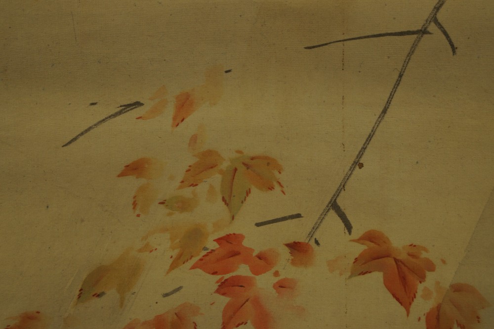 Japanisches Rollbild Herbst Ahorn Motiv Nahaufnahme 2