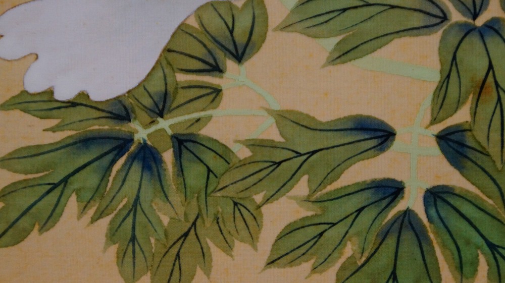 Butterfly over peony blossoms by Ryokuro peony motif close-up 4