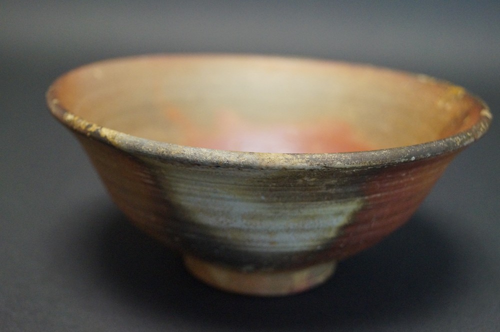Tea Bowl Chawan Made of Bizen Ware Side View