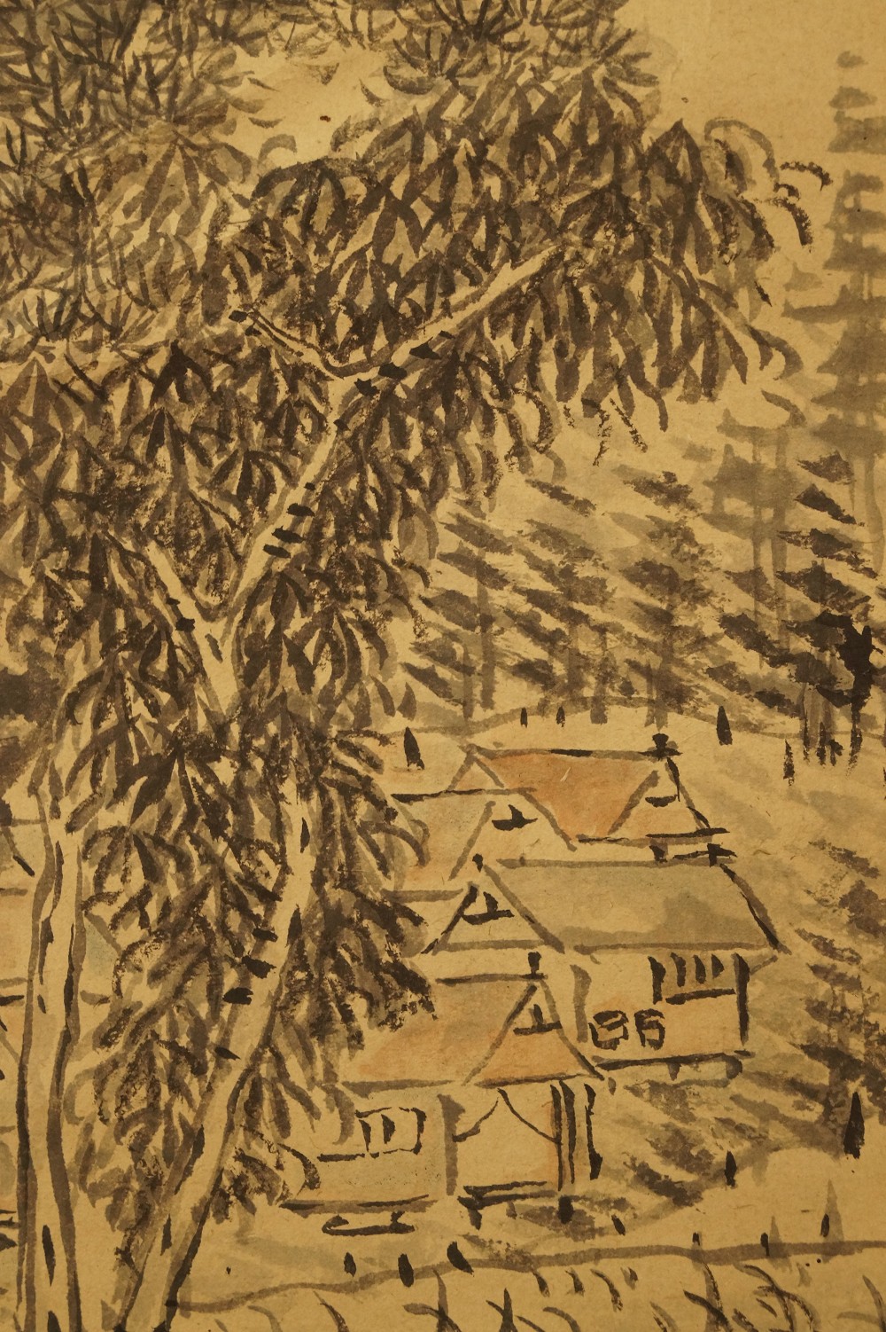 Landschafts Kakemono Dorf Motiv Nahaufnahme 3
