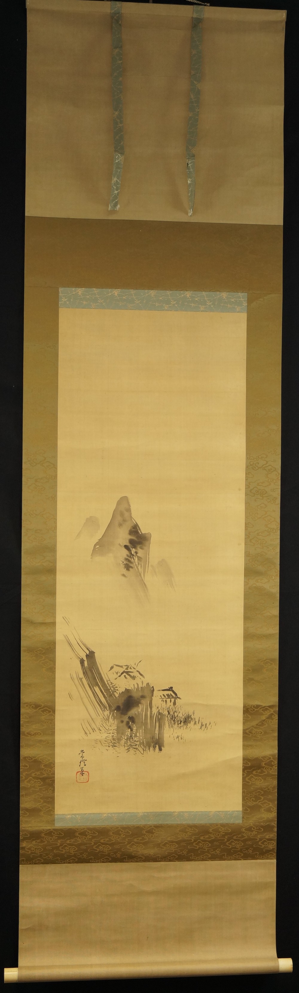 Landschaft von Kano Tsunenobu Gesamtansicht Rollbild