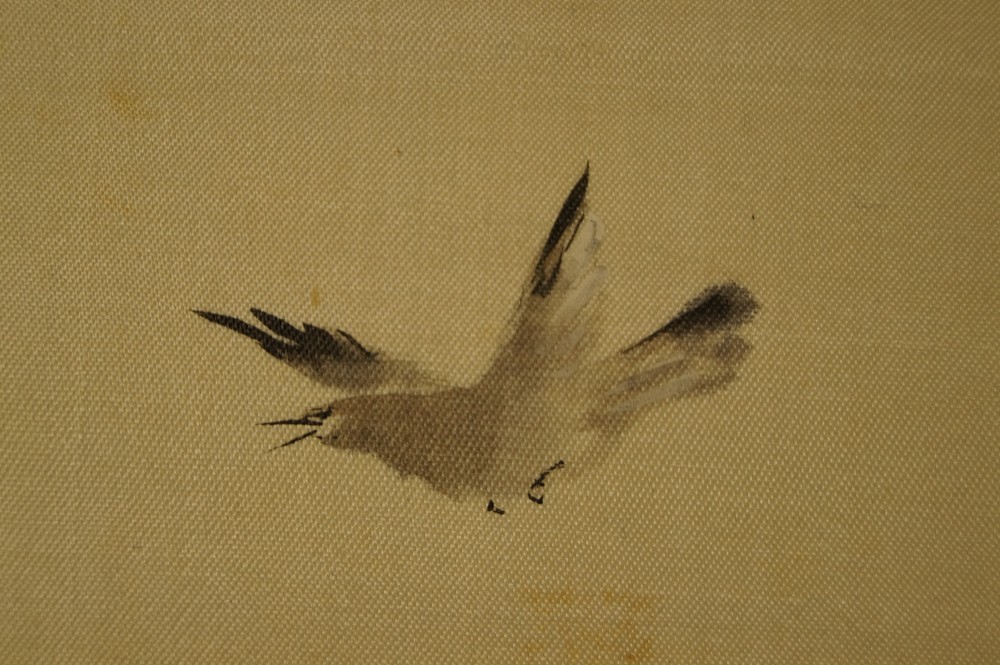 Sparrow hanging scroll sparrow motif close-up