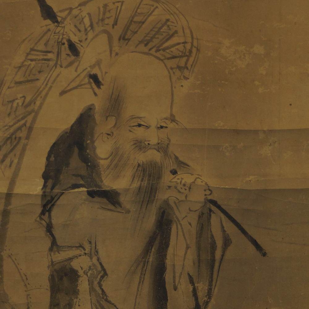 Jurojin hanging scroll motif close-up preview
