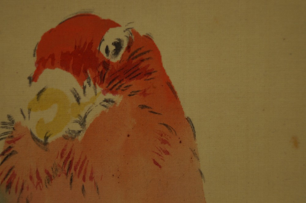 Parrot hanging scroll by Kaura Moriyama motif close-up 3