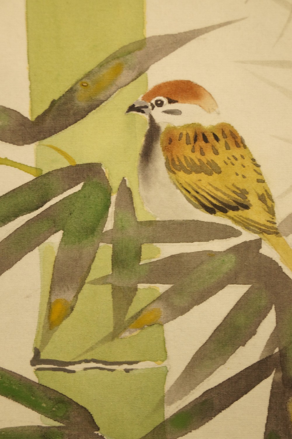 Sparrows on Bamboo Bush Sparrow Close-Up 3