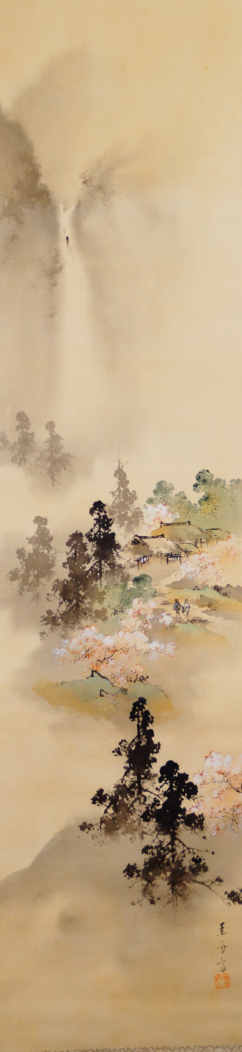 Fruehlingsdoerfchen im Nebel Kakemono Gesamtmotiv ohne Rahmung