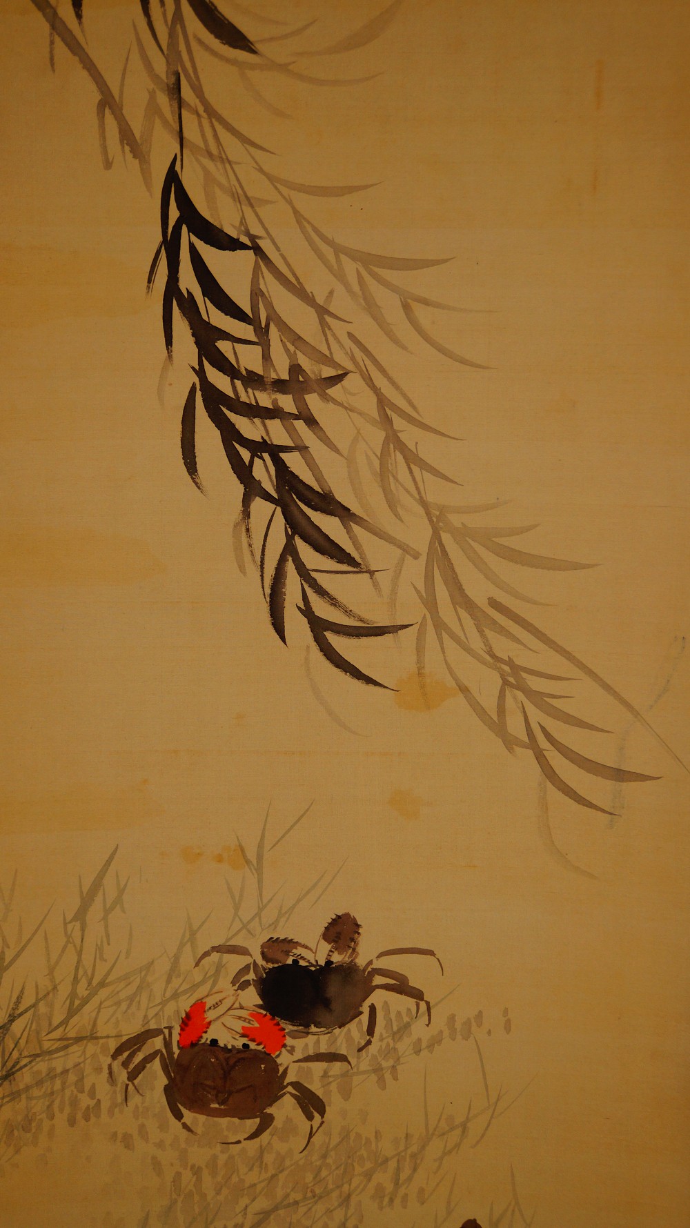 Play of the Crayfish Hanging Scroll by Ekito Willow Motif Close-Up 2